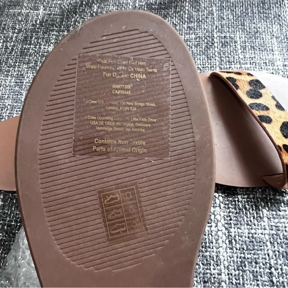 J Crew Calf Hair Animal Print, Strap Sandals NWOB Sz 10